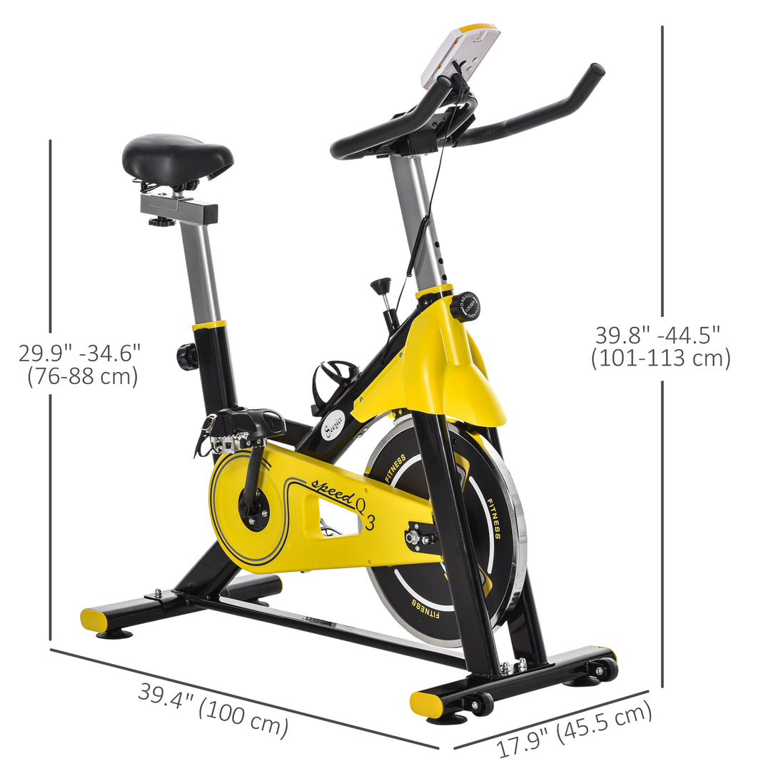Soozier Stationary Exercise Bike, Indoor Cardio Workout Cycling Bike with Belt Drive Adjustable Resistance, Seat, Handlebar w/ LCD Display for Home Gym