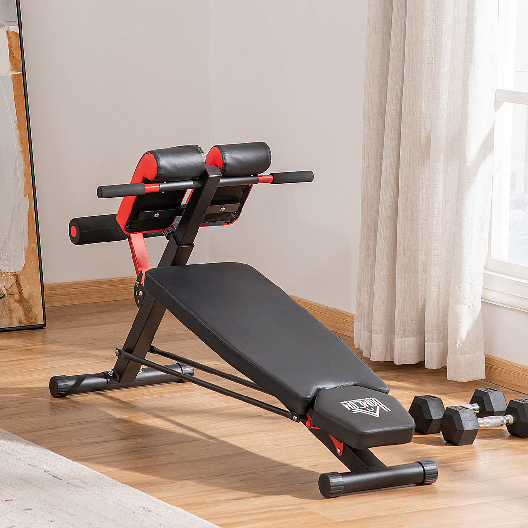 Soozier Adjustable Weight Bench Roman Chair Exercise Training Multi-Functional Hyper Extension Bench Dumbbell Bench Ab Sit up Decline Flat Black and Red