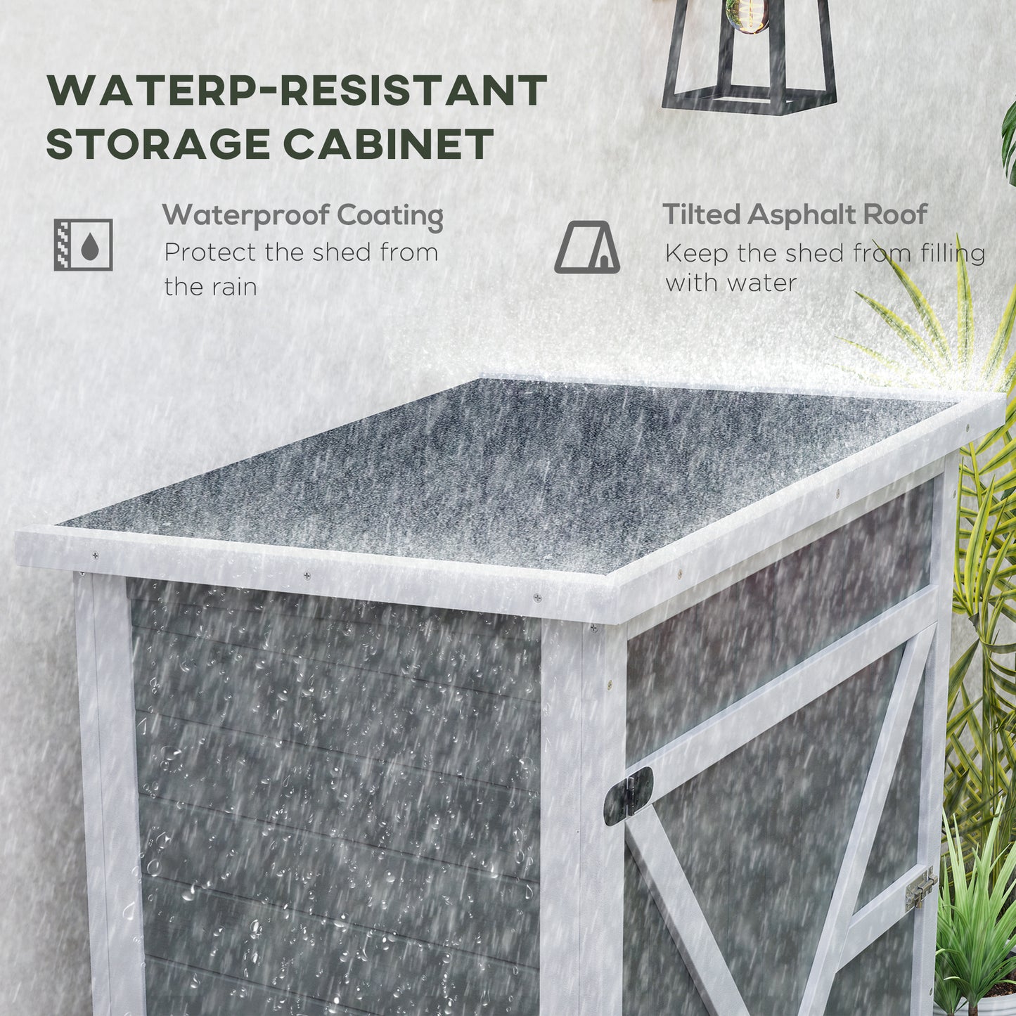 Outsunny 29.9"x21.7"x45.3" Garden Storage Shed with Asphalt Roof, Outdoor Storage Cabinet w/ Shelves, Grey