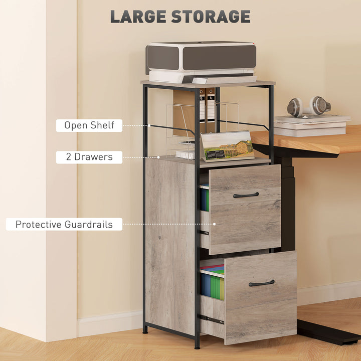 Vinsetto Vertical Filing Cabinet, Tall File Cabinet with 2 Drawers, Hanging Bars for Letter and A4 Size, Rustic Brown