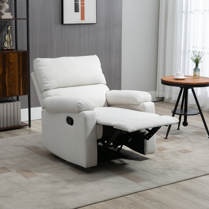 HOMCOM Recliner Chair, Manual Reclining Chair with Footrest, Padded Seat for Living Room, Bedroom, Study, Cream White