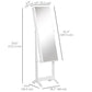 HOMCOM Mirror Jewelry Cabinet Armoire, Lockable Jewelry Organizer with Full-Length Mirror, 3 Angle Adjustable, Grey