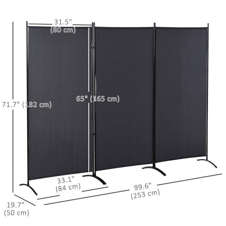 HOMCOM 6' 3 Panel Room Divider, Double Hinged Folding Wall Divider, Indoor Privacy Screen for Home Office, Beige