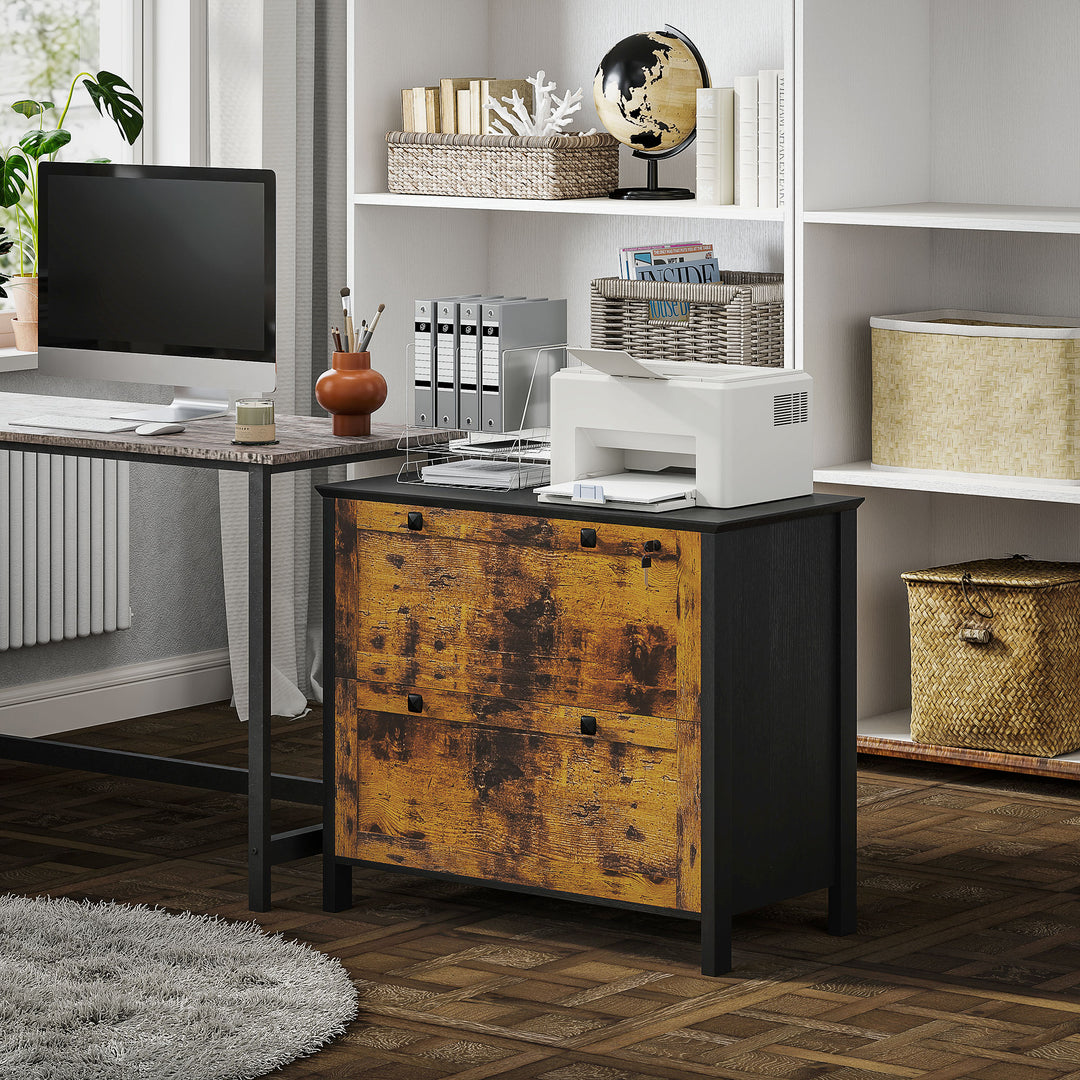 HOMCOM 2 Drawer File Cabinet, Lockable Filing Cabinet with Adjustable Hanging Bar for Letter, A4 and Legal Size, White