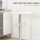 HOMCOM Modern Round Bar Table Adjustment Height Home Pub Bistro Desk Faux Leather Covered Wooden Top Chrome Base White