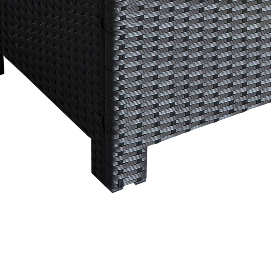 Outsunny Rattan Coffee Table, Patio Side Table, Hand-woven Wicker Furniture with Tempered Glass Top Outdoor Garden Patio, Black