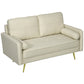 HOMCOM 56" Loveseat Sofa for Bedroom Upholstered 2 Seater Couch with Back Cushions and Pillows, Blue