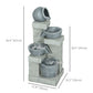 Outsunny 4-Tiered Outdoor Jar and Bowls Water Fountain with LED Lights, Adjustable Flow, 26.4-inch Resin Waterfall Fountain