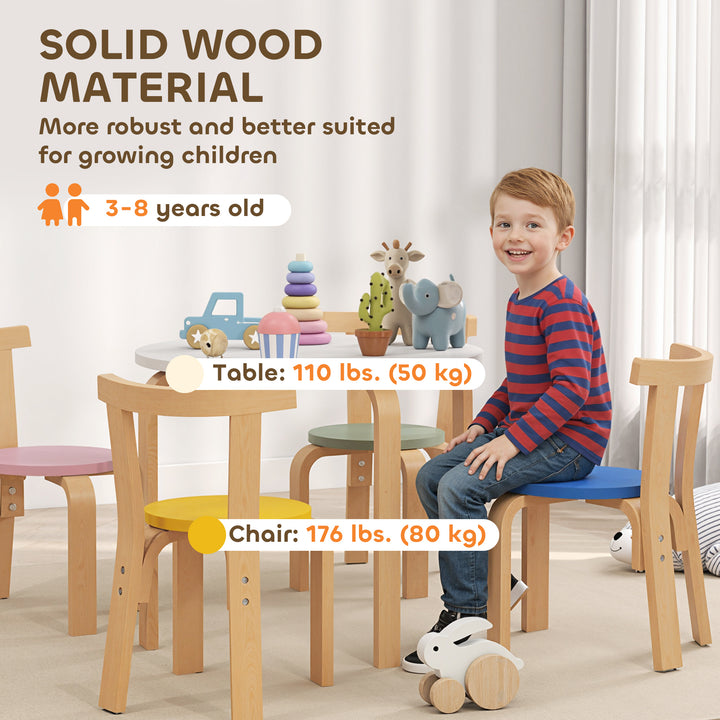 Qaba Wooden Kids Table and Chairs Set, Toddler Table and Chairs Set for 3-8 Years, Green