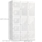 HOMCOM Portable Wardrobe Closet, Folding Bedroom Wardrobe, Clothes Storage Organizer with 8 Cube Compartments, White