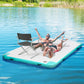 Outsunny 8' x 6' Water Floating Dock, Rafting Inflatable Island with Air Pump and Backpack for Pool, Beach, Ocean, Blue & Green