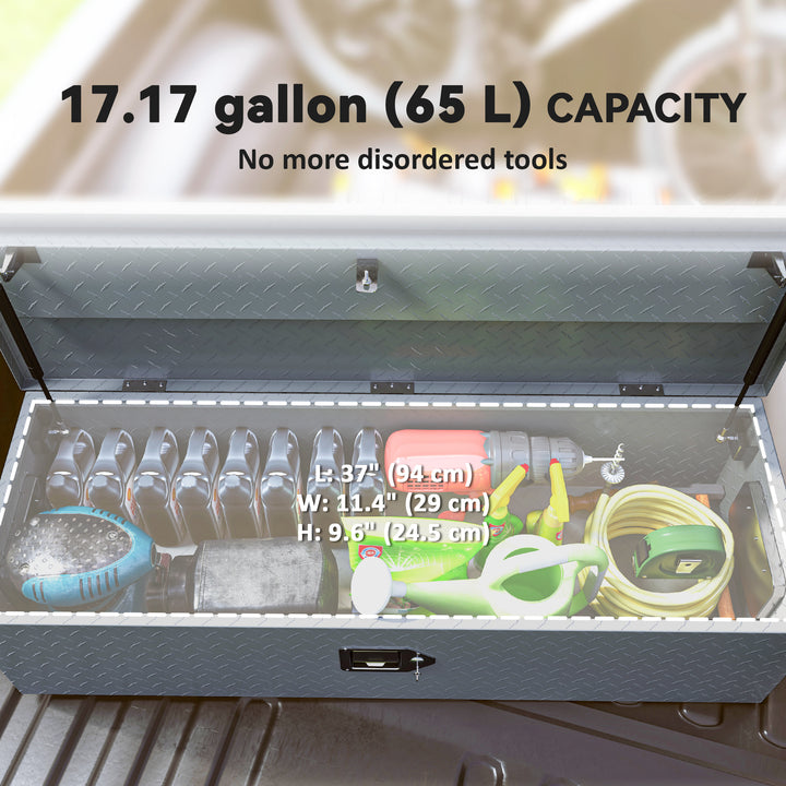 HOMCOM 39" x 13" x 10" Truck Tool Box Heavy Duty Aluminum Trailer Tongue Box with Lock and Keys for Pick Up Truck RV Trailer
