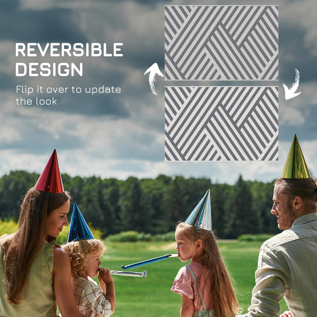 Outsunny Reversible Outdoor RV Rug, Patio Floor Mat, 6' x 9' Plastic Rug for Backyard, Deck, Beach, Camping, Grey and Cream