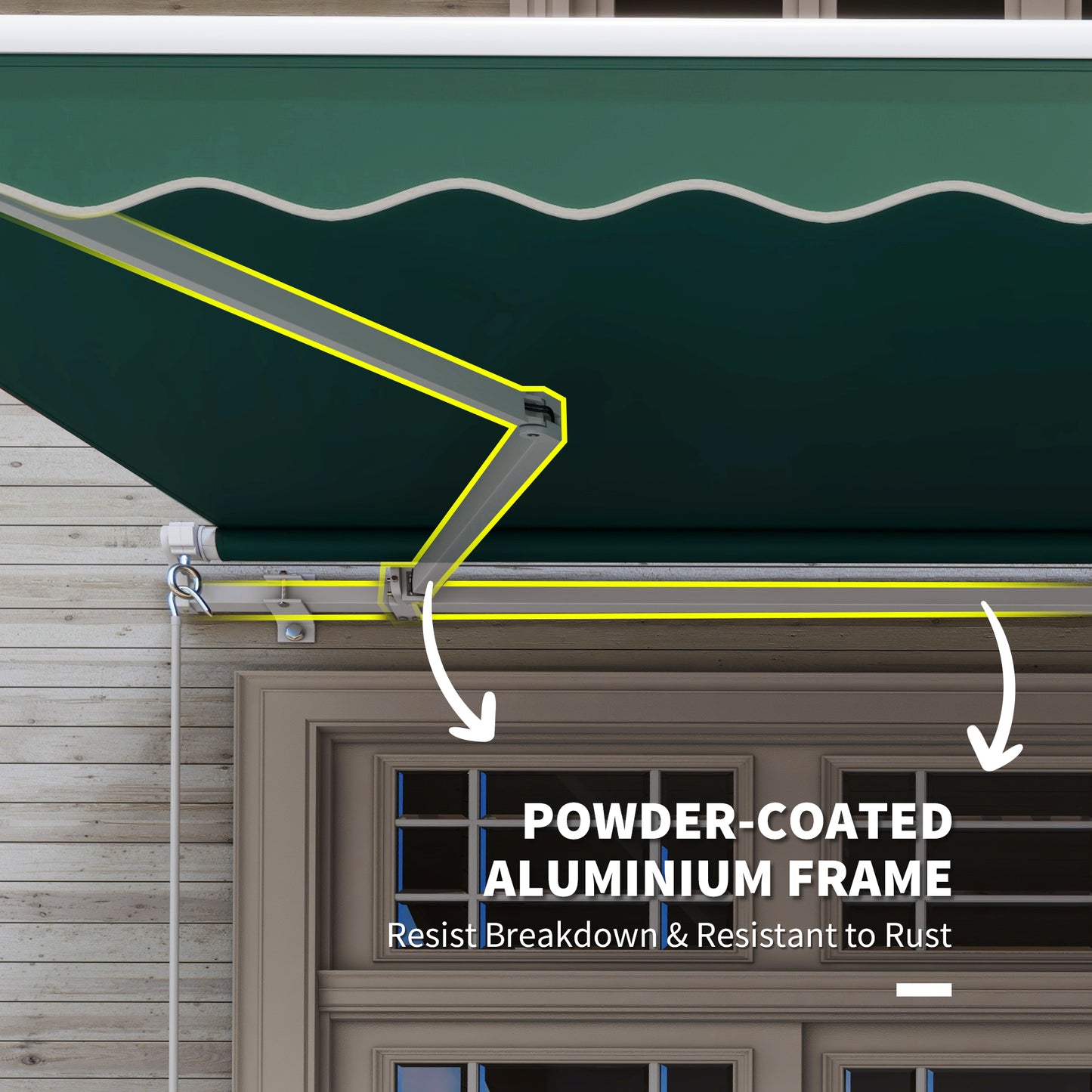 Outsunny 12' x 8' Retractable Awning Patio Awnings Sun Shade Shelter with Manual Crank Handle, UV & Water-Resistant Fabric and Aluminum Frame for Deck Balcony Yard, Green