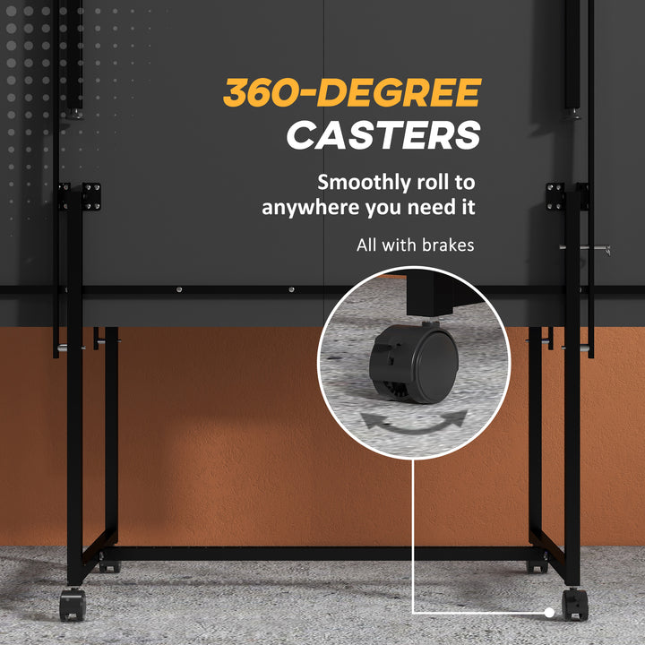 Soozier Full Size Table Tennis Table, Folding Ping Pong Table with Net, Paddles, Balls and Wheels, Blue