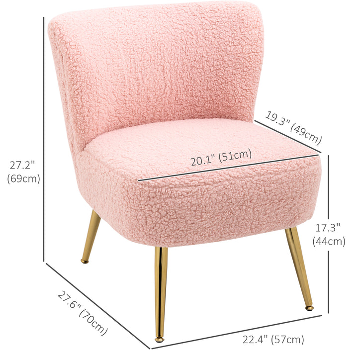 HOMCOM Lounge Chair for Bedroom Living Room Chair with Soft Upholstery and Gold Legs Pink