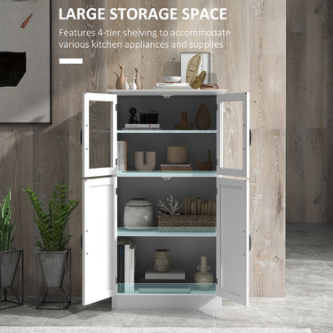 HOMCOM Modern Sideboard Cabinet, Freestanding Sideboards and Buffets with Glass Doors, 4-tier Shelving and Adjustable Shelves