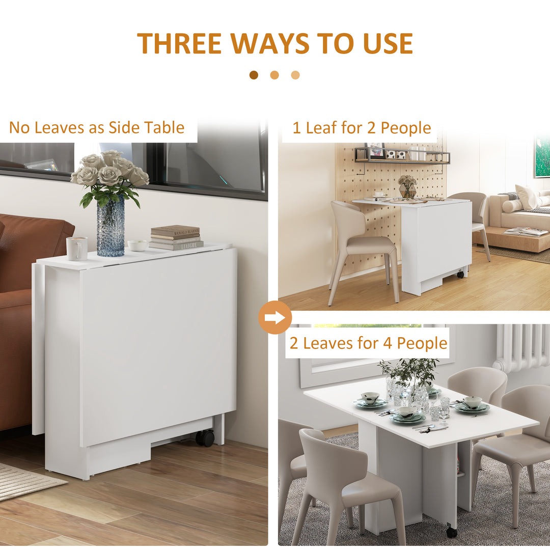 HOMCOM Foldable Dining Table, Folding Table with Storage Shelf, Drop-Leaf Kitchen Table for Dining Room, Oak