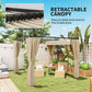 Outsunny 10' x 10' Retractable Pergola, Garden Gazebo Shelter with Curtains, for Grill, Patio, Deck, Beige