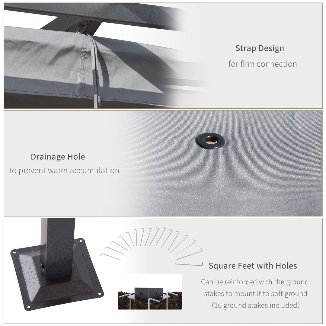 Outsunny 10' x 10' Outdoor Retractable Pergola Canopy, Metal Patio Shade Shelter for Backyard, Porch Party, Garden, Grill Gazebo, Grey