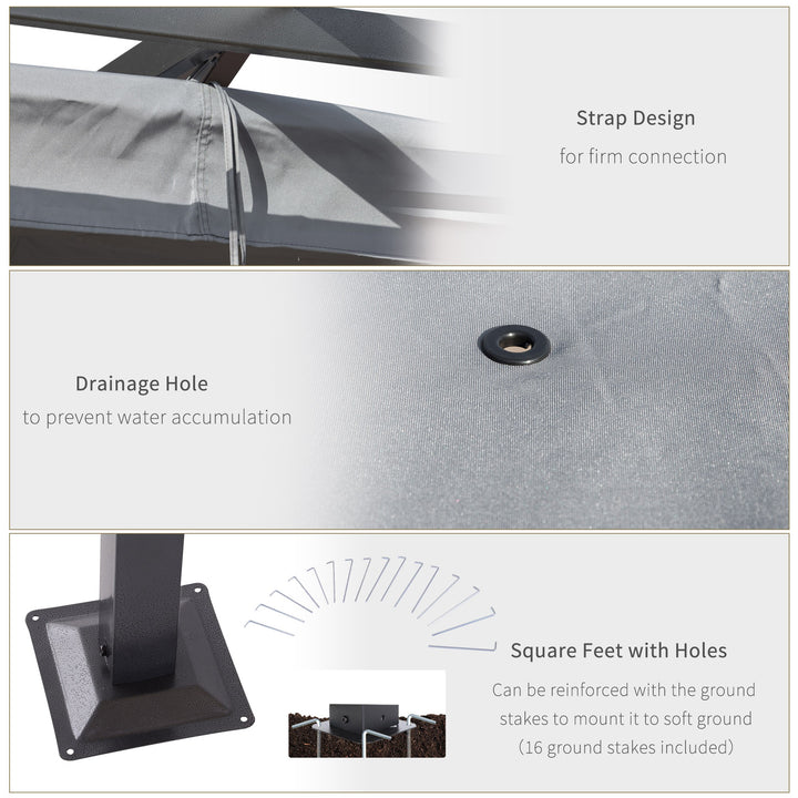 Outsunny 10' x 10' Outdoor Retractable Pergola Canopy, Metal Patio Shade Shelter for Backyard, Porch Party, Garden, Grill Gazebo, Grey