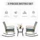 Outsunny 3 Pieces Patio Wicker Rocking Chair Set,  Outdoor PE Rattan Bistro Set Conversation Rocker Set with 2 Chairs 1 Coffee Table for Backyard, Deck, Poolside, Dark Grey