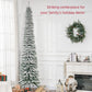 HOMCOM 6 Ft Snow-Flocked Artificial Christmas Tree, Slim Pencil Xmas Tree with Realistic Branches, Metal Base, Green