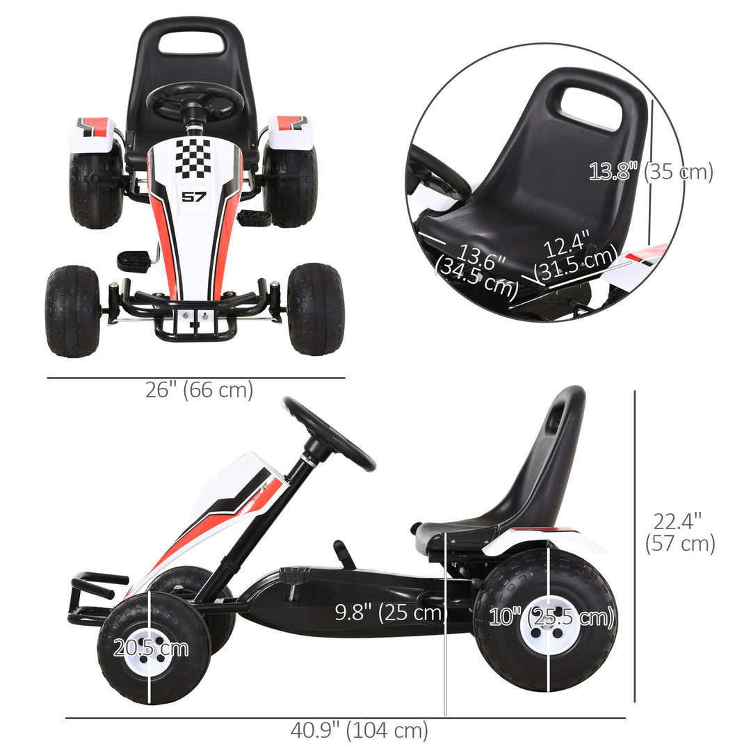 Aosom Kids Pedal Go Kart Children Racing Style Ride on Car with Adjustable Seat, Plastic Wheels, Handbrake and Shift Lever for 3-6 Years Old