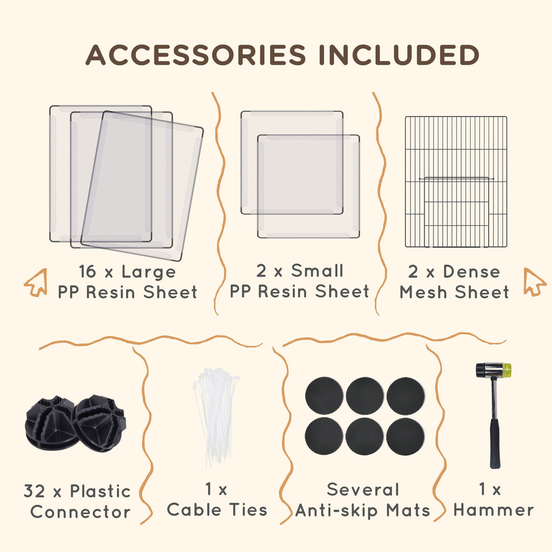 PawHut 20 Panels DIY Small Animal Cage with Door, Top Cover, Indoor Yard Fence for Guinea Pig, Hedgehog, Bunny, White
