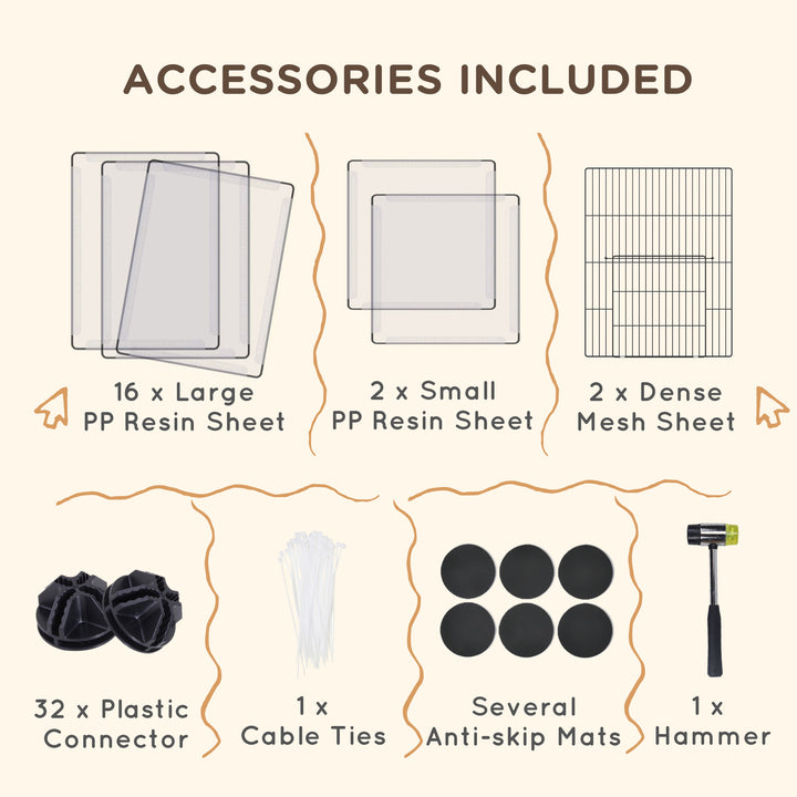 PawHut 20 Panels DIY Small Animal Cage with Door, Top Cover, Indoor Yard Fence for Guinea Pig, Hedgehog, Bunny, White
