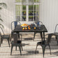 Outsunny Outdoor Dining Table for 4, Square Patio Dining Table with Marble Effect Tempered Glass Top and Steel Frame, White