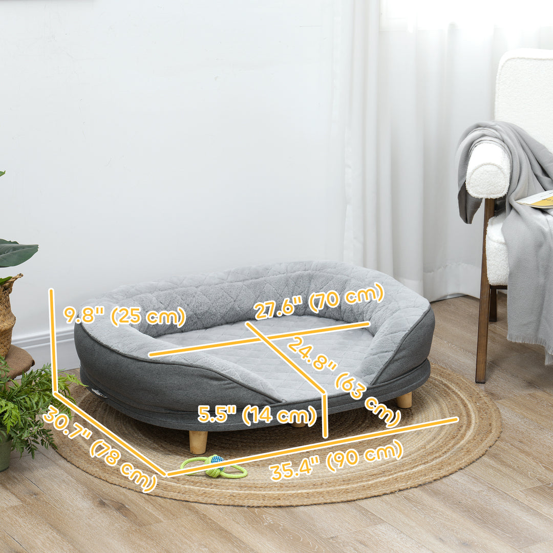 PawHut Pet Sofa Bed for Large Dogs with Removable Cushion, Washable Cover, Anti-slip Foot Pads, Grey