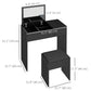 HOMCOM Modern Vanity Set with Flip Top Mirror and Cushioned Stool, Dressing Table with Storage Drawer for Bedroom, White