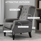 HOMCOM Fabric Accent Chair, Button Tufted Armchair, Upholstered Modern Living Room Chair, Wingback Chair with Wood Legs, Rolled Arms, Thick Padding for Bedroom, White