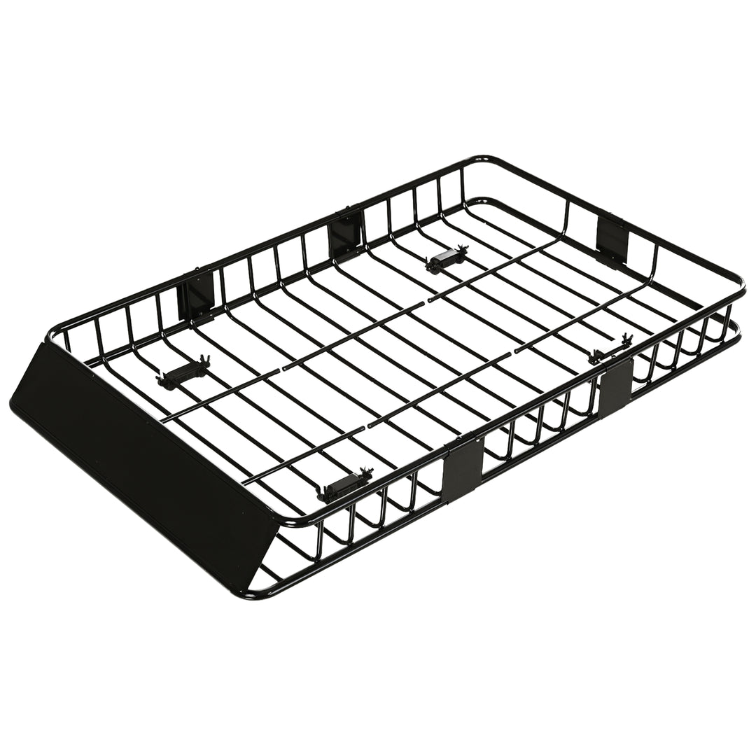 HOMCOM 64"/43" x 39" Car Roof Rack, Length Adjustable Roof Basket, Universal Rooftop Cargo Carrier Basket with U-bolts, 220 lbs Capacity