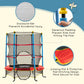 Qaba Kids Trampoline with Safety Enclosure Net and Safety Pad, Indoor Outdoor for Age 3-10 Years Old, Multi-coloured