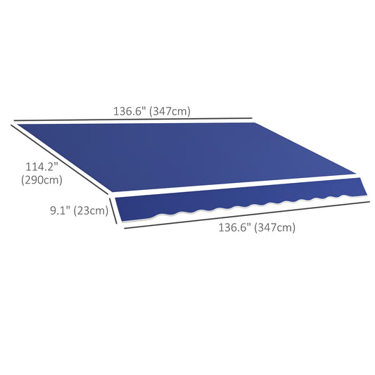 Outsunny 11' x 10' Outdoor Sunshade Canopy Awning Cover, Retractable Awning Fabric Replacement, UV Protection, Navy Blue