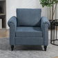 HOMCOM Vintage Armchair, Upholstered Accent Chair with Rolled Arms, Gourd-Shaped Rubber Wood Legs, Light Grey