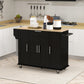 HOMCOM Modern Rolling Kitchen Island Cart with Drawers, Natural Wood Top, Towel Rack, Door Storage Cabinet, White