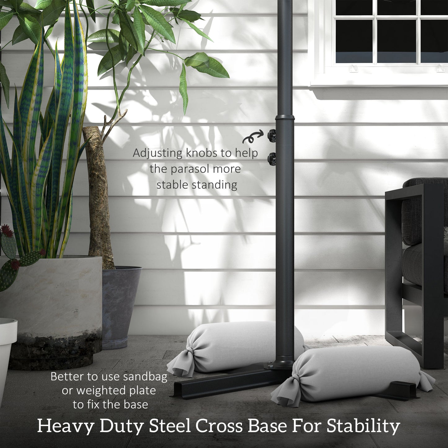 Outsunny 10ft Outdoor Cantilever Hanging Offset Umbrella with Solar LED Lights, Crank, Cross Base, Aluminum Frame, Green