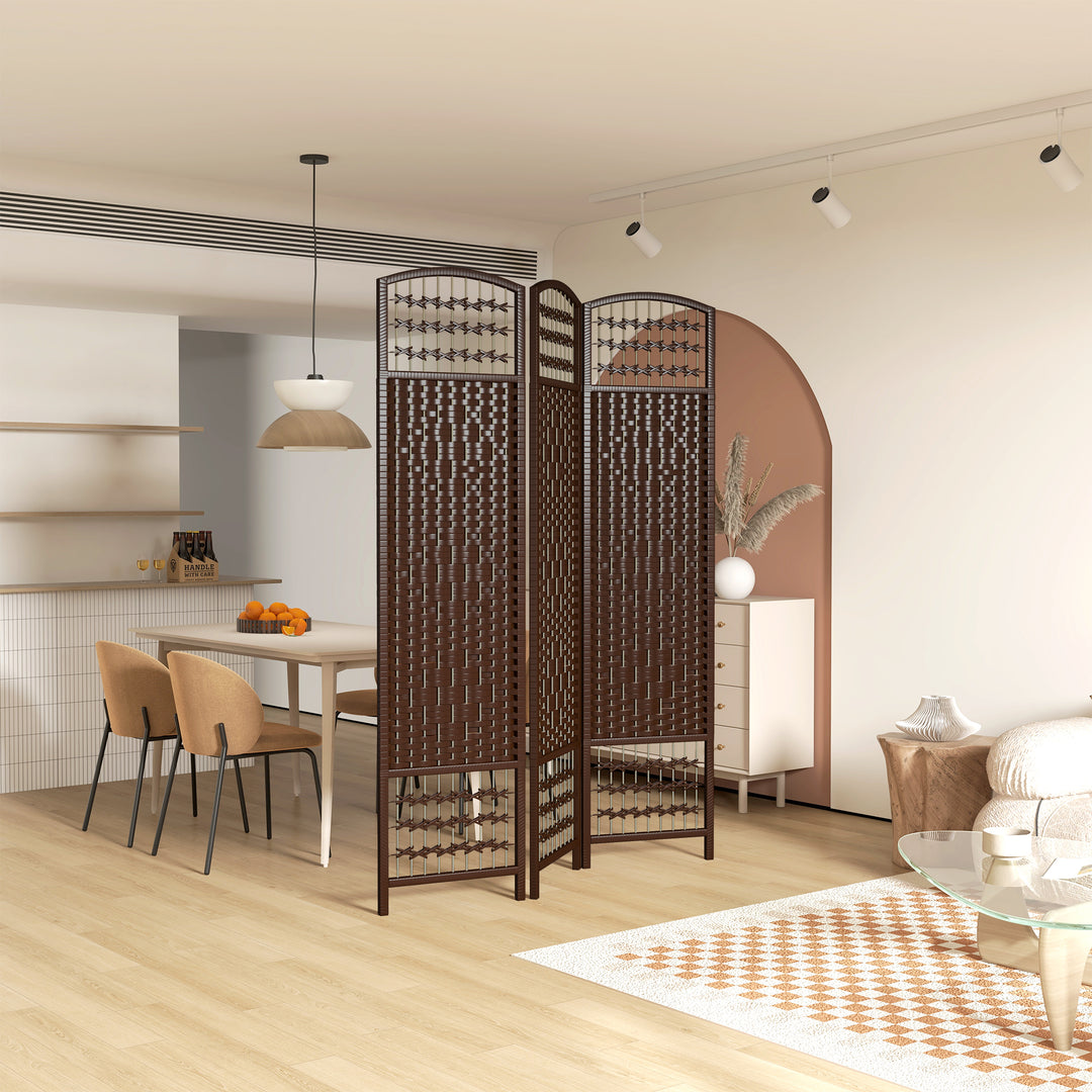 HOMCOM 3 Panel Folding Room Divider, Portable Privacy Screen, Wave Fiber Room Partition for Home Office, White