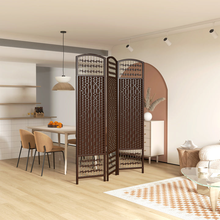 HOMCOM 3 Panel Folding Room Divider, Portable Privacy Screen, Wave Fiber Room Partition for Home Office, White