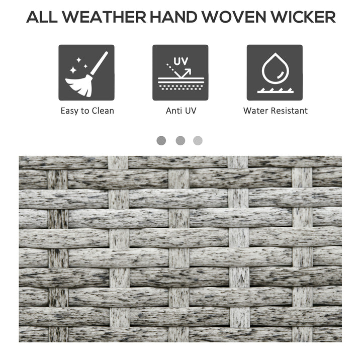 Outsunny Patio Storage Cabinet, Outdoor Towel Rack for Pool, Waterproof PE Rattan Wicker, Hot Tub Accessory, with Basket Drawer, Mixed Grey