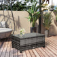 Outsunny Outdoor PE Rattan Wicker Table, Patio Garden Side Table w/Glass Top for Patio, Balcony, Mixed Grey