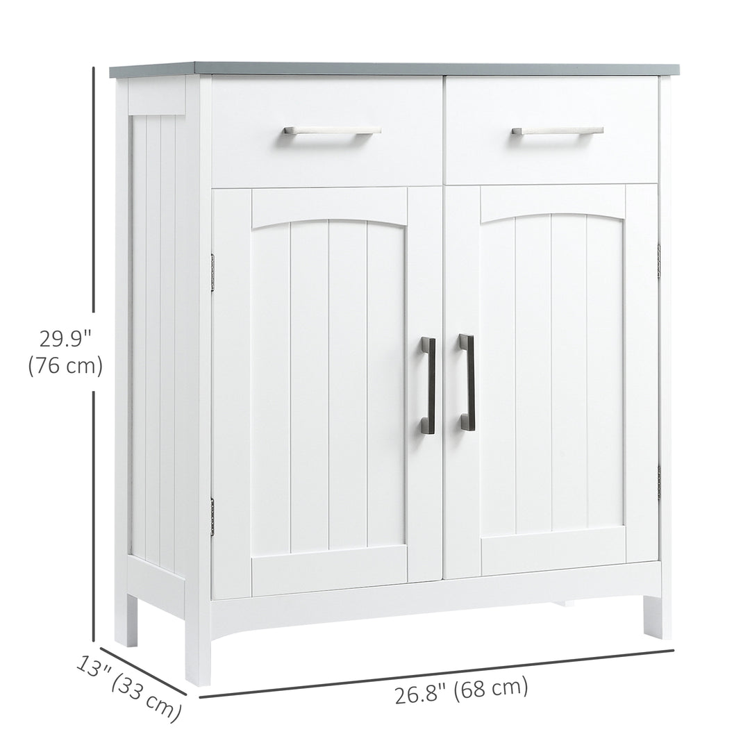 kleankin Freestanding Bathroom Cabinet, Storage Cupboard with 2 Drawers, Double Doors, Adjustable Shelf, White