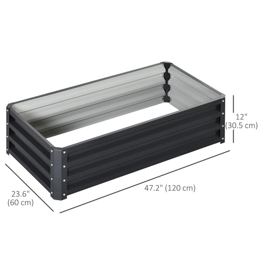 Outsunny Galvanized Raised Garden Bed, Outdoor Planter Box for Vegetables, Flowers, Herbs, 4' x 2' x 1', Grey