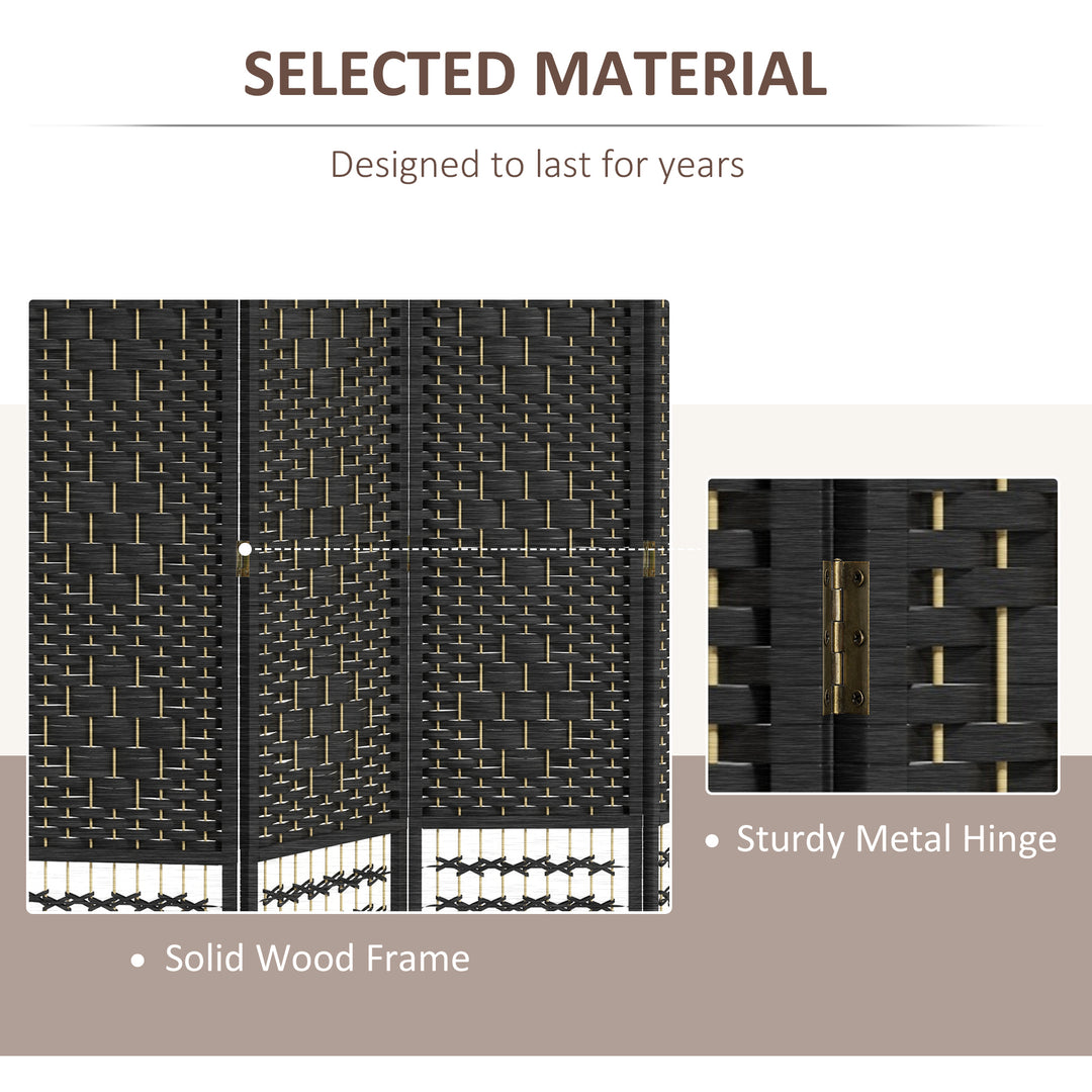 HOMCOM 4 Panel Folding Room Divider, Portable Privacy Screen, Wave Fiber Room Partition for Home Office, Natural