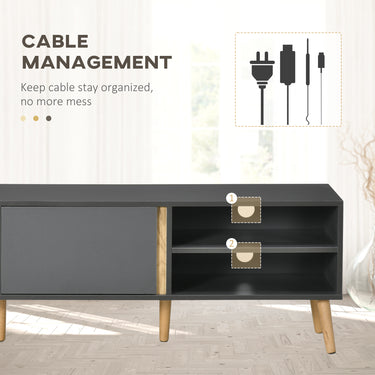 HOMCOM TV Stand for TVs up to 55", TV Cabinet with Shelves and Cable Holes, Entertainment Unit for Living Room, Dark Grey