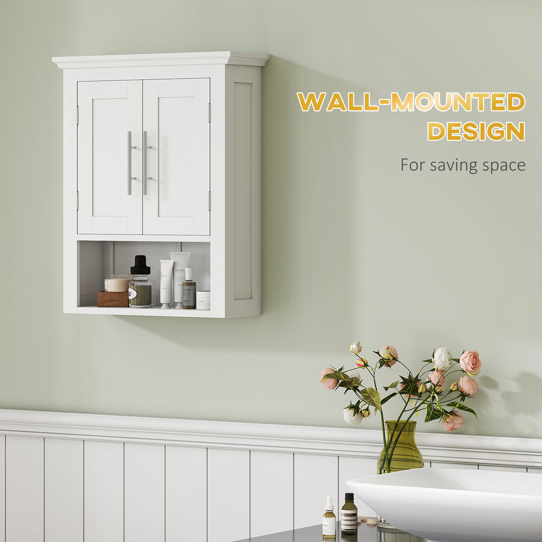 kleankin Bathroom Wall Cabinet, Medicine Cabinet, Toilet Storage Cabinet with Shelf for Living Room and Entryway, White