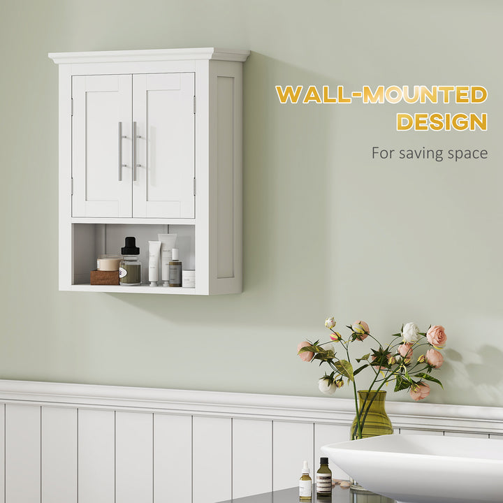 kleankin Bathroom Wall Cabinet, Medicine Cabinet, Toilet Storage Cabinet with Shelf for Living Room and Entryway, White